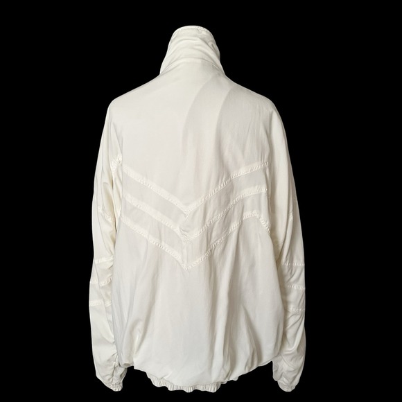 Bally Vtg Full Zip Jacket Windbreaker Womens Sz XL Ivory Soft Cotton Logo Lining - Picture 7 of 14